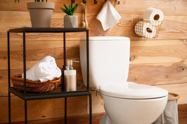 Moderne Toiletpot Interieur Van Stijlvolle Badkamer — Stockfoto