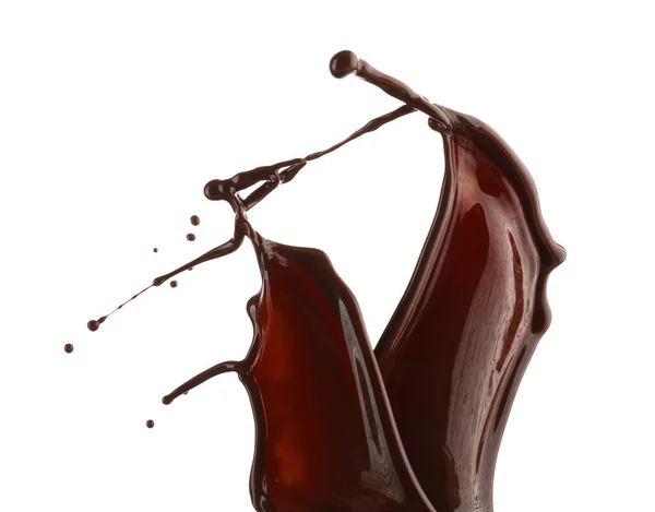 Spritzer Heiße Schokolade Auf Weißem Hintergrund — Stockfoto