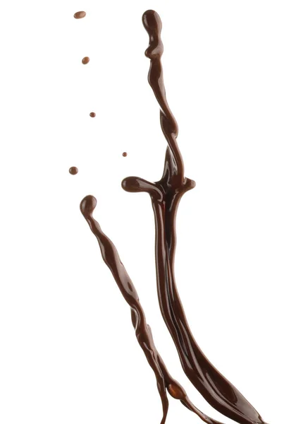 Csobbanás Forró Csokoládé Fehér Háttér — Stock Fotó