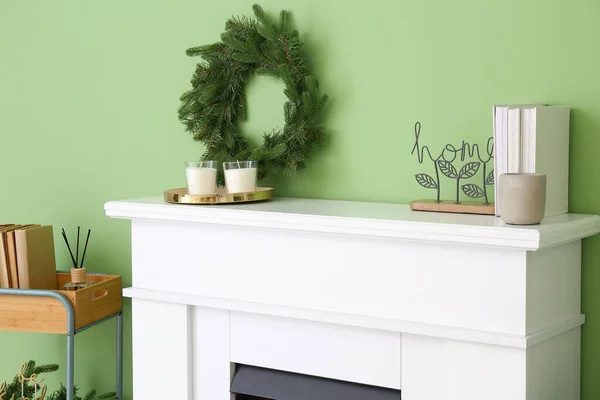 Interior Modern Room Fireplace — Stock Photo, Image