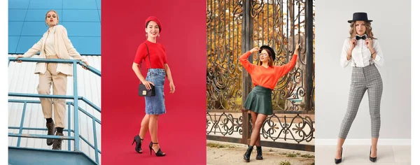 Collage Diferentes Mujeres Jóvenes Moda —  Fotos de Stock