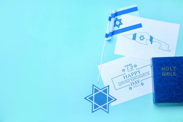 Komposition Zum Israelischen Unabhängigkeitstag Auf Farbigem Hintergrund — Stockfoto