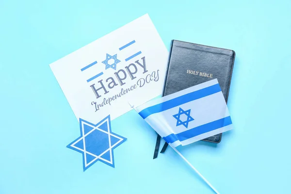 Komposition Zum Israelischen Unabhängigkeitstag Auf Farbigem Hintergrund — Stockfoto