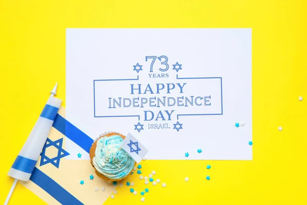Composición Para Israel Día Independencia Sobre Fondo Color — Foto de Stock