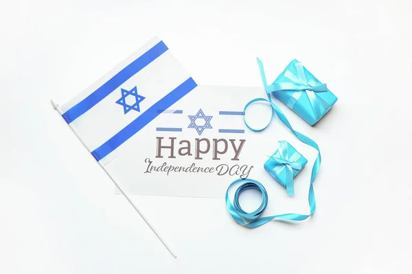 Composición Para Día Independencia Israel Sobre Fondo Blanco — Foto de Stock