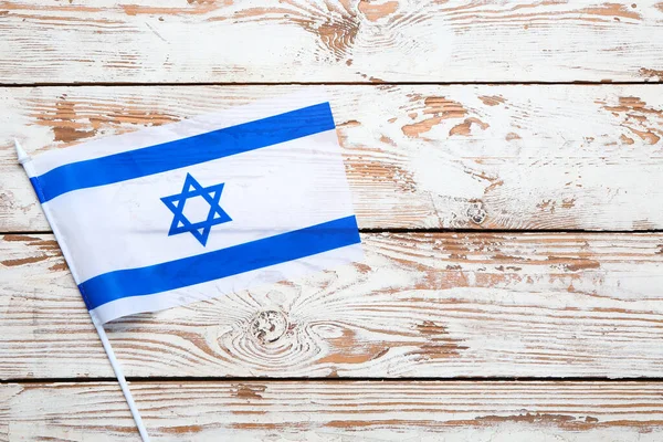 Bandera Israel Sobre Fondo Madera — Foto de Stock