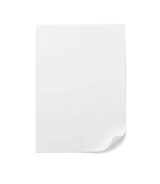 Üres Papír Lap Fehér Háttér — Stock Fotó