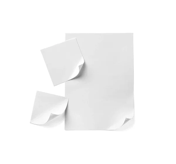 Folhas Papel Branco Sobre Fundo Branco — Fotografia de Stock