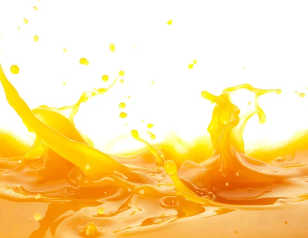 Splash Fresh Mango Juice White Background — Stock Photo, Image