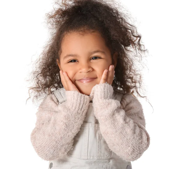 Happy African American Baby Girl White Background — Stock Photo, Image