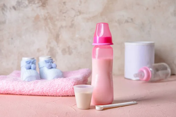 Fles Babymelk Formule Accessoires Tafel — Stockfoto