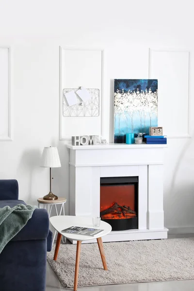 Fireplace Stylish Interior Room — Stock Photo, Image