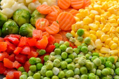 Arka plan olarak donmuş sebzeler, yakın plan