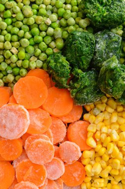 Arka plan olarak donmuş sebzeler, yakın plan