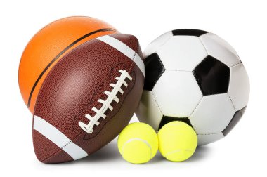 Beyaz arkaplanda spor topları
