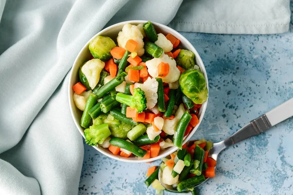 Frozen Vegetables Bowl Light Background — Stock Photo, Image