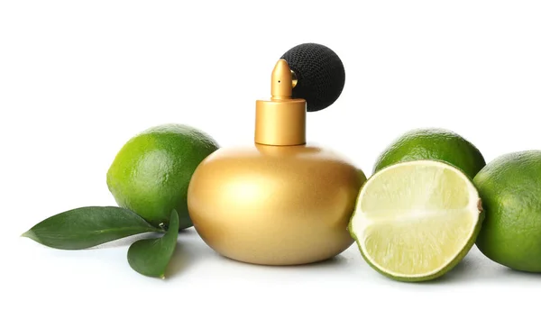 Bottle Citrus Perfume White Background — Stock Photo, Image