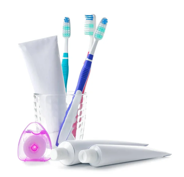 Set Oral Hygiene White Background — Stock Photo, Image