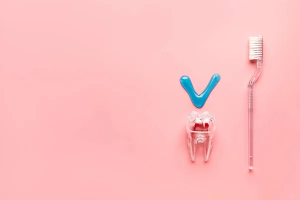 Szczoteczka Zębów Pasta Kolorowym Tle — Zdjęcie stockowe