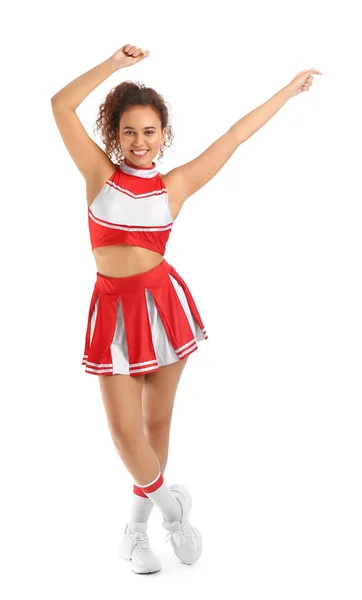 Beautiful Young Cheerleader White Background — Stock Photo, Image