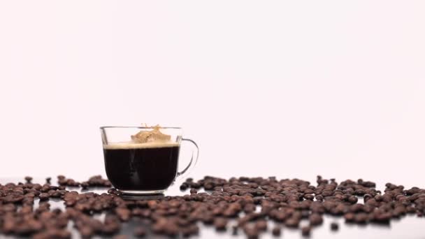 Cup Coffee Splash White Background — Stock Video