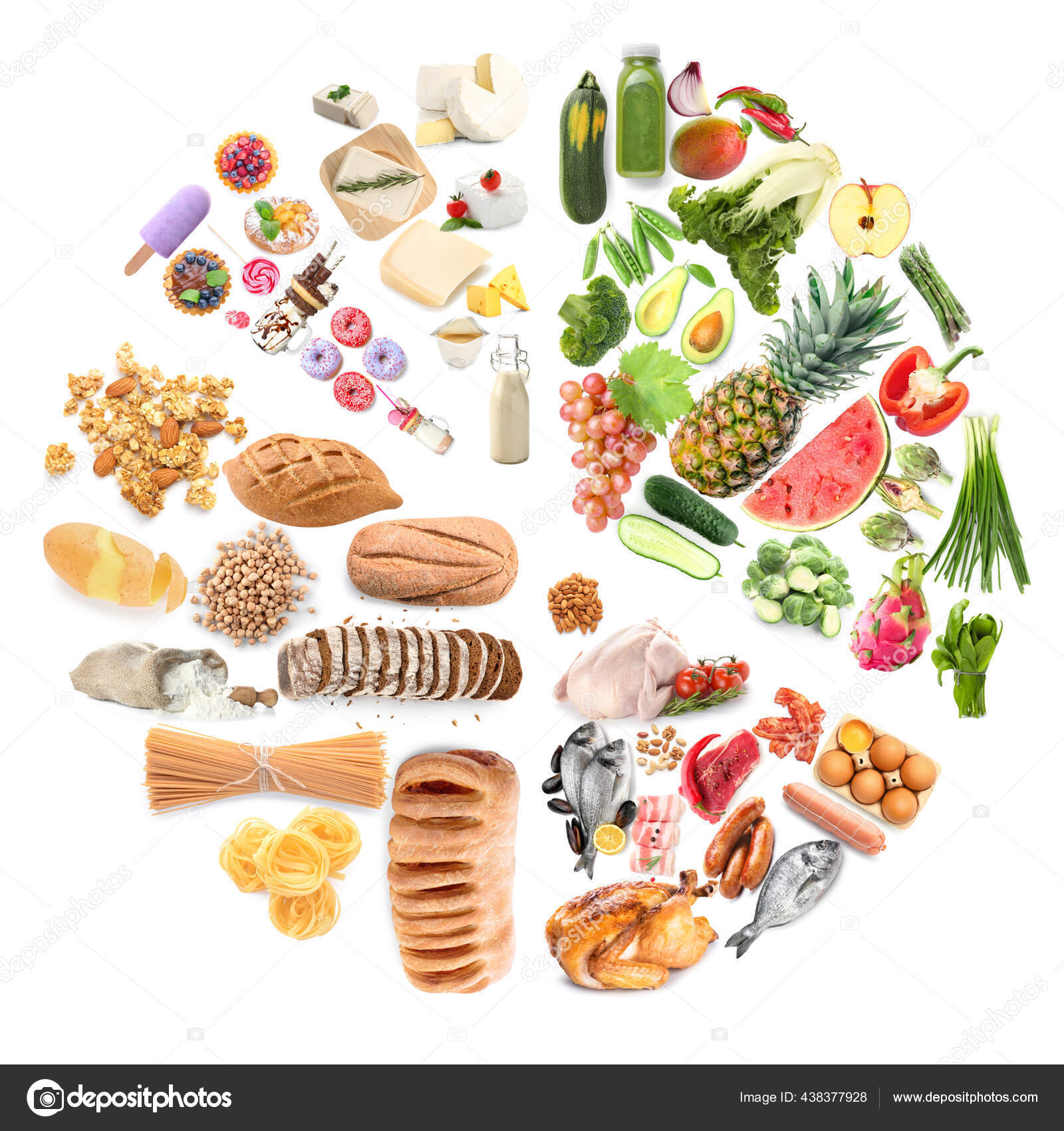 Set Healthy Unhealthy Food White Background Stock Photo by ©serezniy  438377928