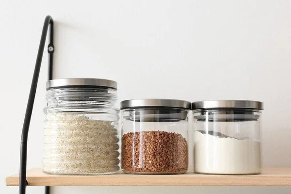 Jars Products Kitchen Shelves — Stock Photo, Image