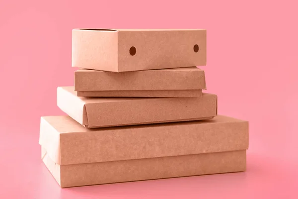 Blank Cardboard Boxes Color Background — Stock Photo, Image