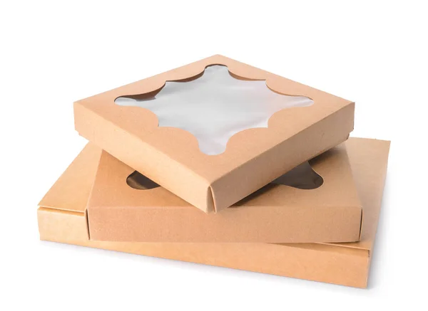 Blank Cardboard Boxes White Background — Stock Photo, Image