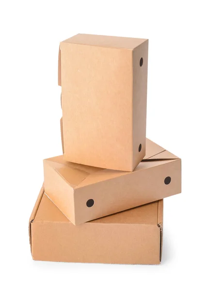 Blank Cardboard Boxes White Background — Stock Photo, Image