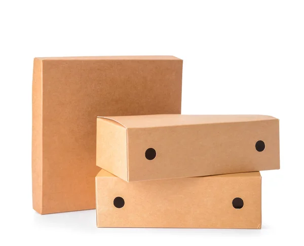 Blank Cardboard Boxes White Background — Stock Photo, Image