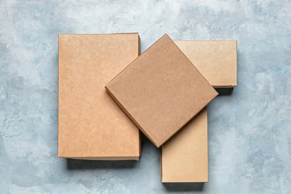 Blank Cardboard Boxes Color Background — Stock Photo, Image