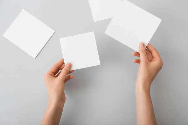 Female Hands Blank Paper Light Background — Stock Photo, Image