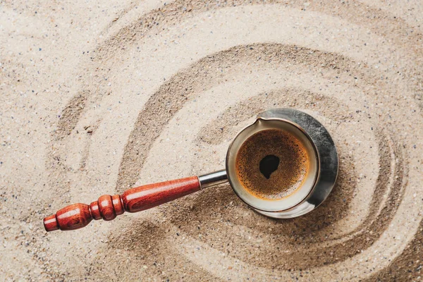 Турецкий Кофе Приготовленный Песке Крупным Планом — стоковое фото