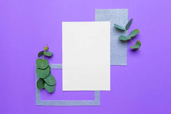 Renk Arkaplanı Üzerine Boş Kağıt Sayfası Olan Kompozisyon — Stok fotoğraf