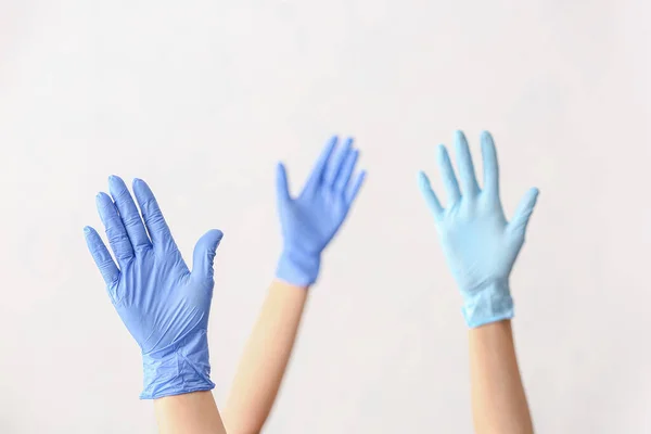 Hands Protective Gloves White Background — Stock Photo, Image