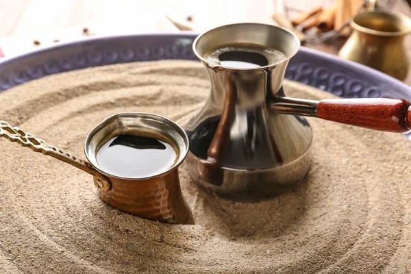 Turkish Coffee Cooked Sand Table — Stock Photo, Image