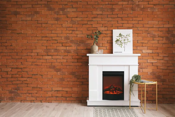 Interior Modern Room Fireplace — Stock Photo, Image