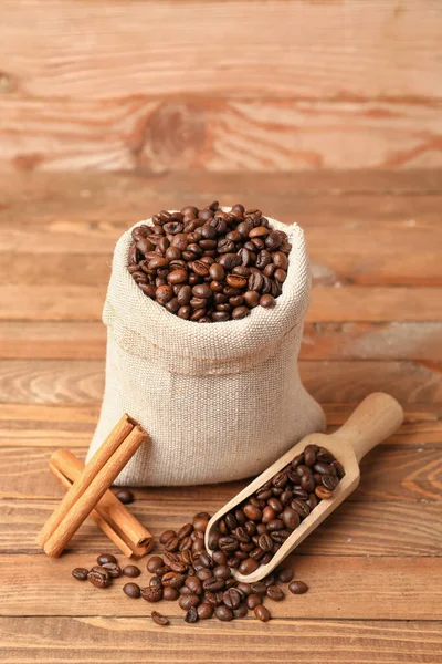 Összetétel Kávézsákkal Háttéren — Stock Fotó
