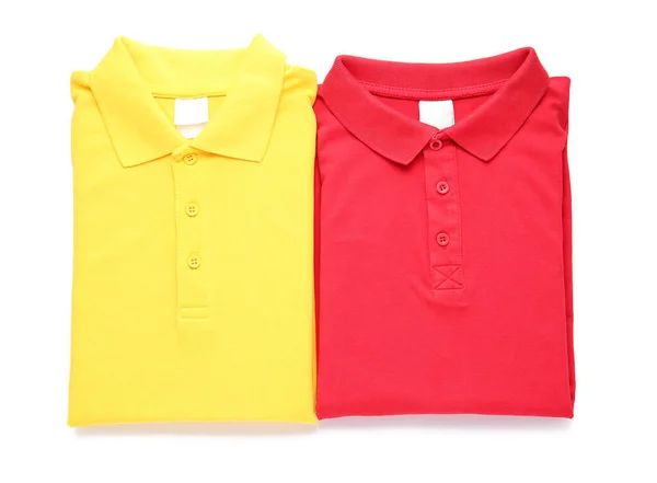 Folded Polo Shirts White Background — Stock Photo, Image