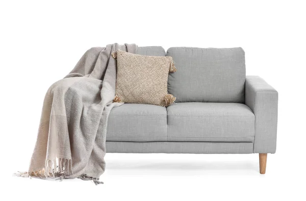 Stilvolles Gemütliches Sofa Auf Weißem Hintergrund — Stockfoto