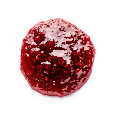 Beyaz arka planda tatlı ahududu reçeli