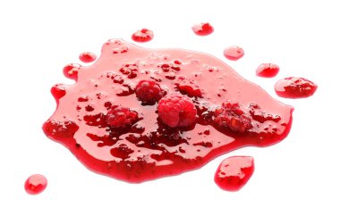 Beyaz arka planda tatlı ahududu reçeli