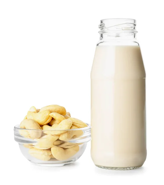 Бутылка Кешью Молоко Изолированы Белом Фоне — стоковое фото