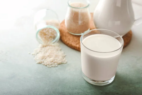 Glasses Rice Milk Table — Stock Photo, Image