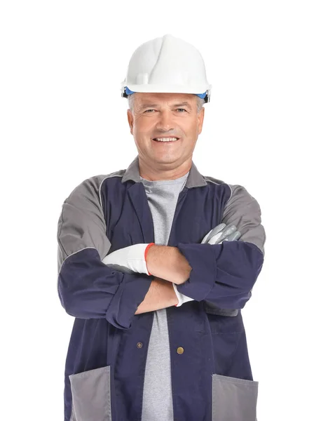 Miner Man Vit Bakgrund — Stockfoto