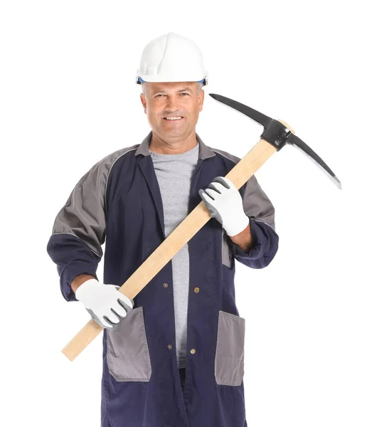 Miner Man White Background — Stock Photo, Image