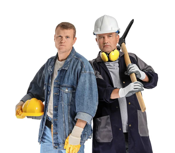 Hombres Mineros Sobre Fondo Blanco — Foto de Stock