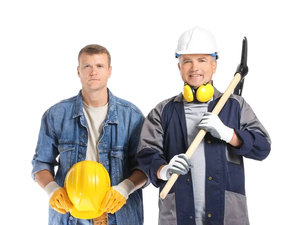 Hombres Mineros Sobre Fondo Blanco — Foto de Stock