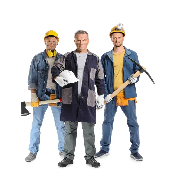 Miner Men White Background — Stock Photo, Image